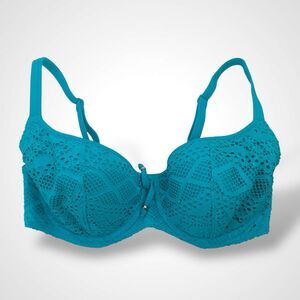 Freya Swimwear Bikini Top Size 34DDD Turquoise Teal Swim Bra Clip Fastening